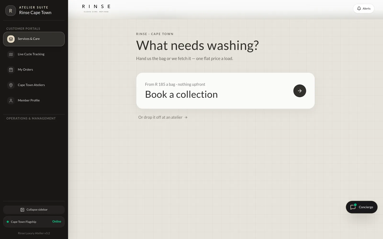Rinse “What needs washing?” booking start